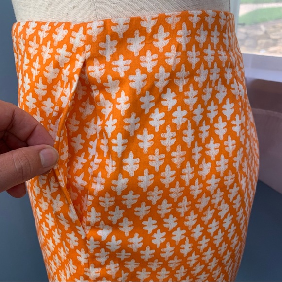 J. Crew Orange Batik Print Stretch Skirt - Picture 3 of 8